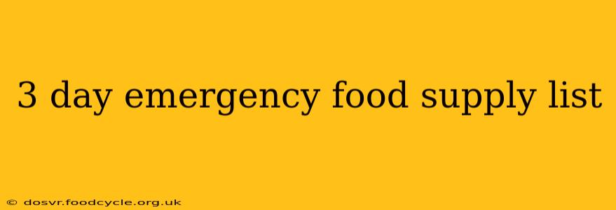 3 day emergency food supply list
