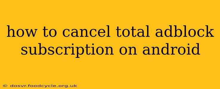 how to cancel total adblock subscription on android