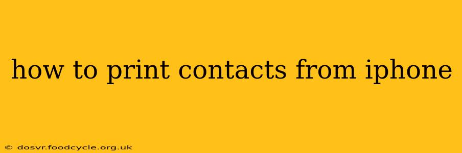 how to print contacts from iphone