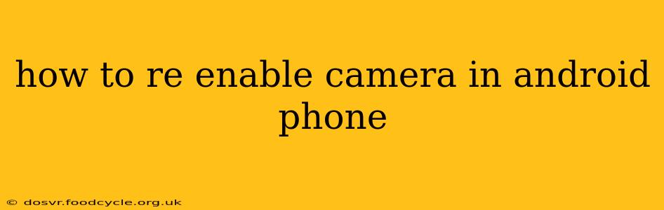 how to re enable camera in android phone