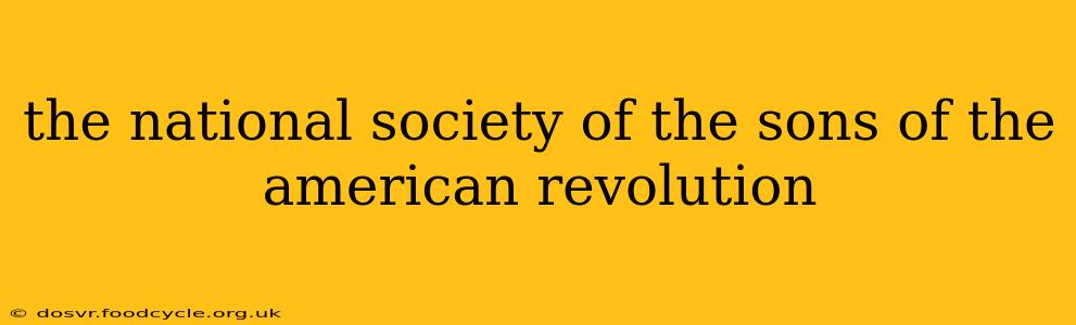 the national society of the sons of the american revolution