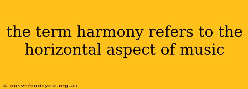the term harmony refers to the horizontal aspect of music