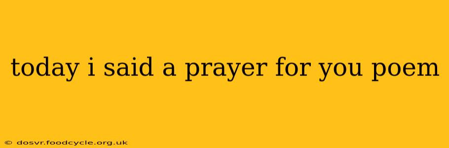 today i said a prayer for you poem