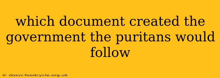 which document created the government the puritans would follow