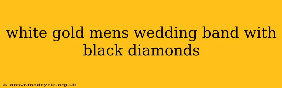 white gold mens wedding band with black diamonds