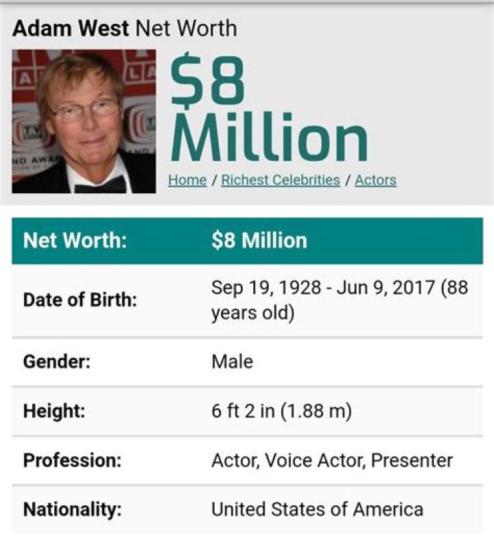 Adam West Net Worth | Celebrity Net Worth