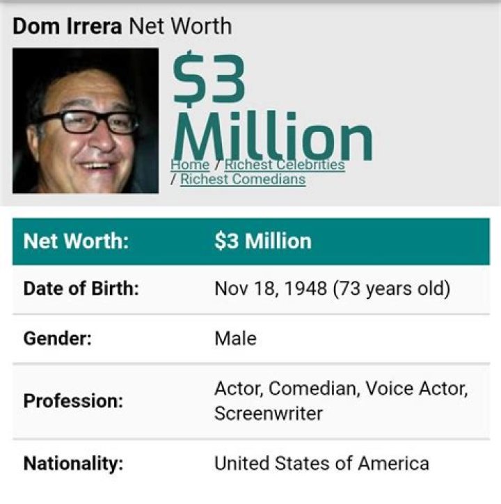 Dom Irrera Net Worth | Celebrity Net Worth