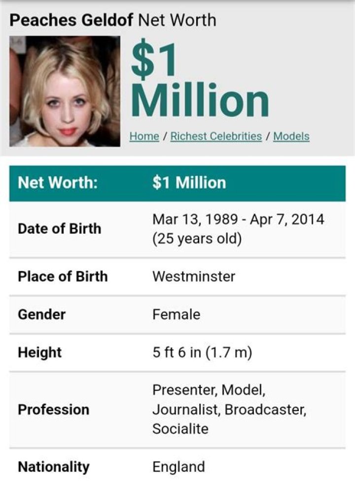 Peaches Geldof Net Worth | Celebrity Net Worth