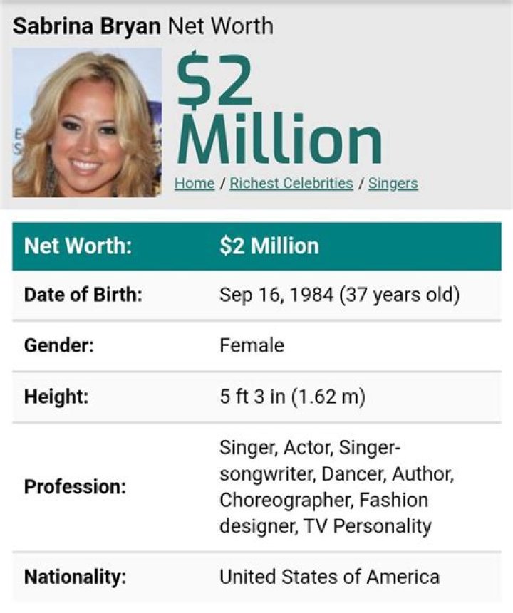 Sabrina Bryan Net Worth | Celebrity Net Worth