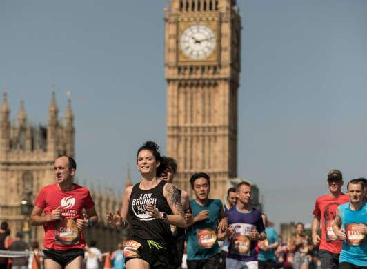 Runners at Big Ben in the London 10K