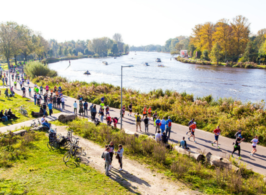 Runners at Amsterdam Marathon