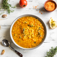 Lentil, coconut and carrot soup